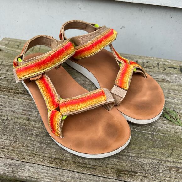 Teva Original Universal Obre Orange Yellow Strap Sandals 5 - Picture 1 of 6